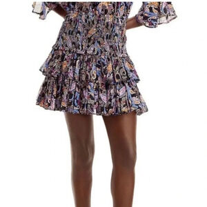 Sundry paisley ruffle tiered mini skirt